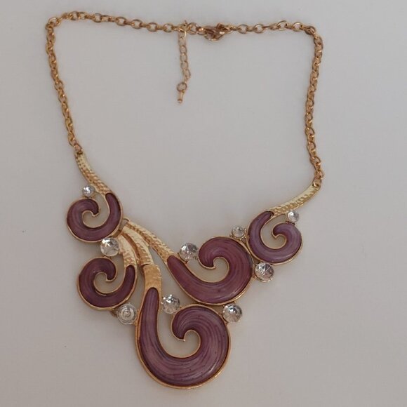 Vintage Lavender Swirl Necklace and Earrings Set BNWT That Special Touch Gold - Picture 6 of 6